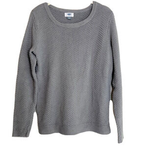 Old Navy Womens Sweater Medium Gray Chevron Stitch Cotton Blend